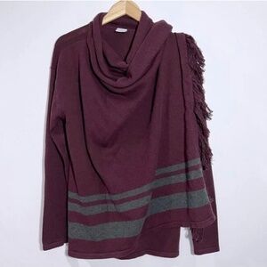 Cabi Port Wine Cardigan Fringe Wrap Size Small